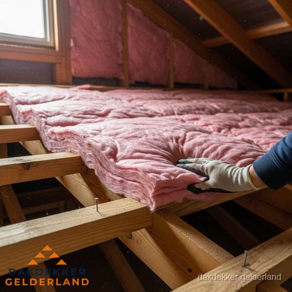 Dakisolatie met glaswol op zolder in Gelderland Dakisolatie met glaswol op zolder in Gelderland